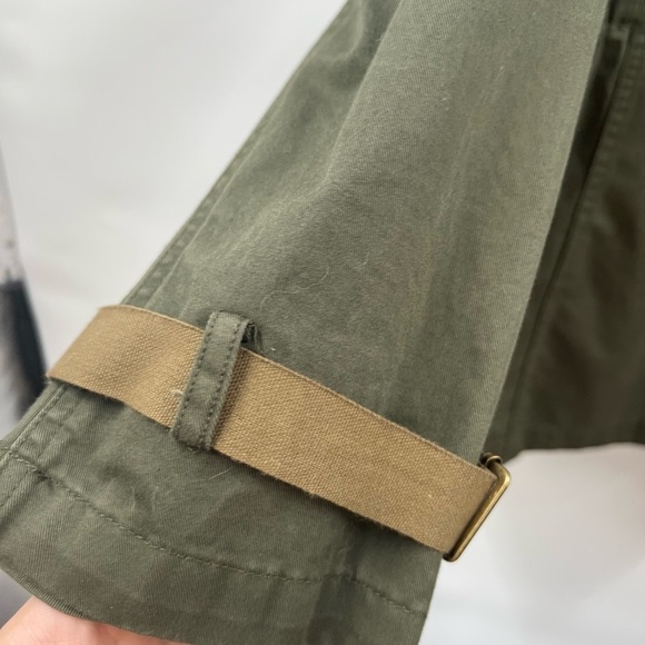 Theory Womens Utility Jacket Ruched Waist Collared Cargo Pockets Olive Green M - Picture 8 of 10